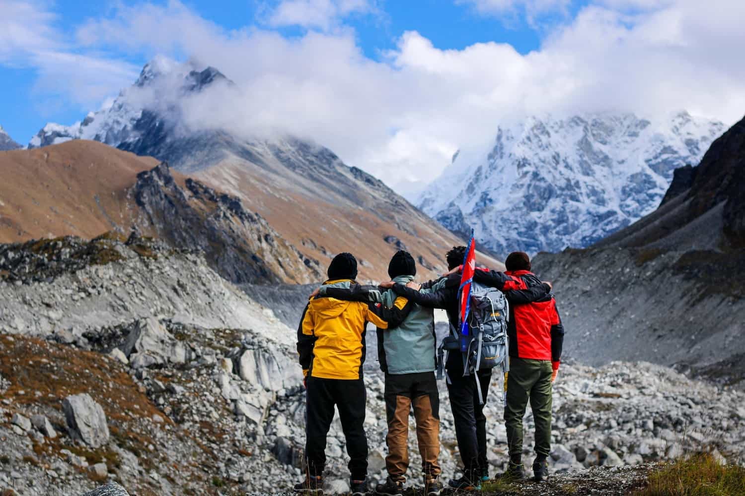 Our team trekking in the Himalayas